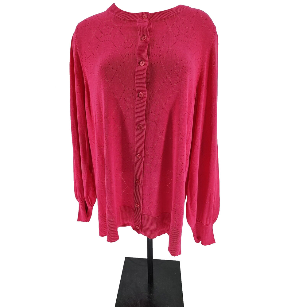 Torrid Woman Pink Button up Cardigan Sweater Size 3 - 22/24 Open Geometric Star